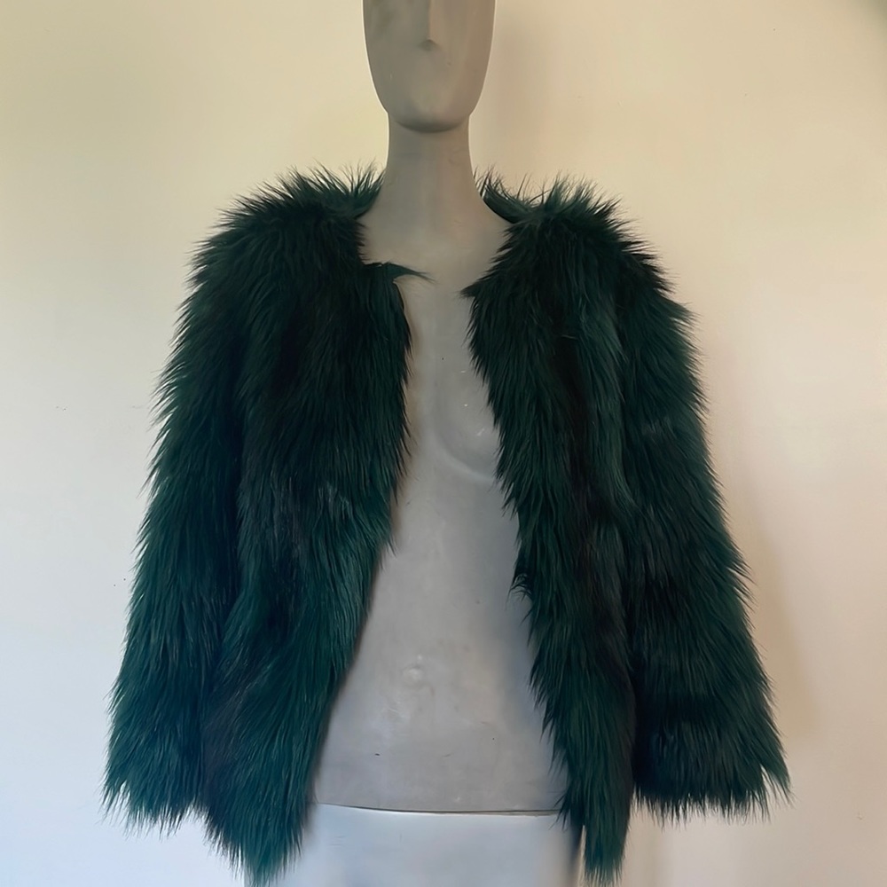 Guess green\black faux fur jacket